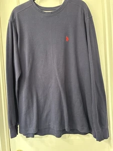 U.S. Polo Assn Shirt Men's XXL Blue 100% Cotton Casual Henley Neck Long Sleeve - Picture 1 of 5