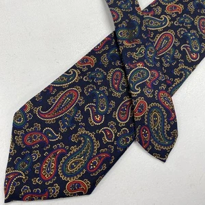 Brooks Brothers USA Men's Navy Blue Paisley Pattern Silk Neck Tie - Picture 1 of 9
