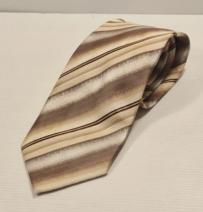 Nuova Moda Brown Striped Polyester Necktie – Business Formal Dress Tie - Picture 1 of 5