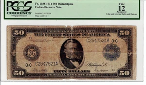 ****1914 $50.00 FEDERAL RESERVE NOTE F12**** - Picture 1 of 2
