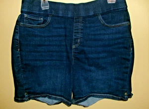 Liz Claiborne Jean Shorts Women's 14 Dark Blue Pull On Comfort Stretch FREE SHIP - Picture 1 of 5