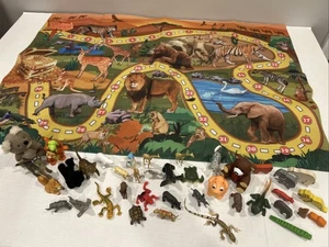Alfombra de juego de fieltro animal safari zoológico con lote de figuras de animales tierra mar rinoceronte jirafa oso - Imagen 1 de 6