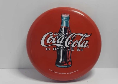 "Letrero de metal vintage original de 12"" clásico de Coca-Cola con botón redondo" Foto 1 de 4