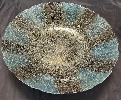 "Consola cuenco borde festoneado negro verde azulado forjado con acento artístico 13""" Foto 1 de 4