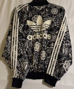 Adidas Trainingsjacke schwarz-weiß geblümt Größe XS - Bild 1 von 7