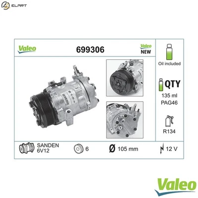 COMPRESSOR AIR CONDITIONING 699306 FOR VAUXHALL CORSA/Mk/II/VAN CORSAVAN  OPEL - Image 1 of 4
