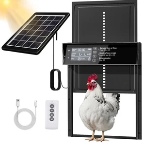 Automatische Hühnerstalltür Solarbetrieben Geflügel Toröffner Timer Lichtsensor - Bild 1 von 7
