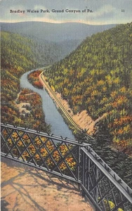 Postcard PA: Bradley Wales Park, Grand Canyon of Pennsylvania, Posted 1939 Linen - Picture 1 of 2