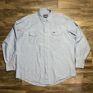 Wrangler Pearl Snap Hemd Herren 2XL (18,5x38) Blau Indigo Chambray Western Rodeo - Bild 1 von 11