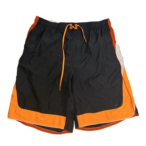 Nike Swim Trunks Orange Gray Elastic Waist Lined Board Shorts Men’s Size XL - Picture 1 of 8