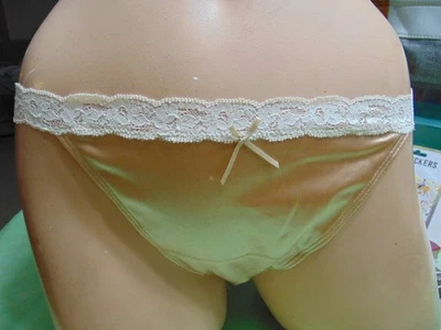 Vintage Discontinued Ilusion Second Skin Satin String Bikini Panties Size X-LG - Image 1 of 4