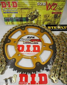 Kit de cadena y piñones dorado Triumph 600 Daytona Supersprox DID 520 - Imagen 1 de 8