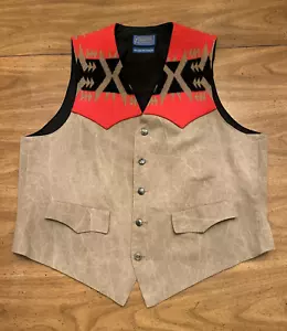 Vintage Pendleton High Grade Western Wear Vest Wool Cowboy Southwestern - Sz L - Picture 1 of 9