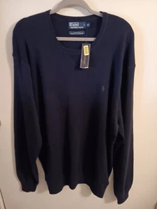 Polo Ralph Lauren marineblau Rundhalsausschnitt Pullover grün Pony neu mit Etikett - Bild 1 von 3
