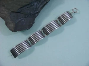 Pulsera ancha ranuras decoración plata real pieza de ensueño - Imagen 1 de 3