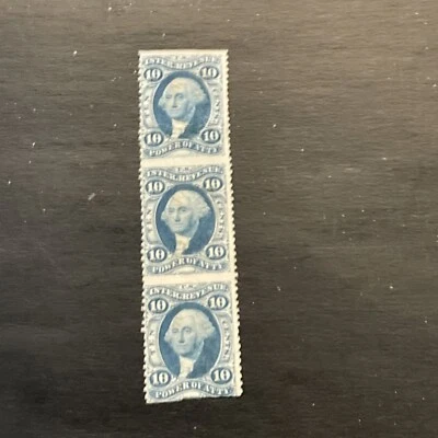 US Stamp Scott # R37B Vertical Strip Of 3 Used Ng Revenue - Image 1 of 2