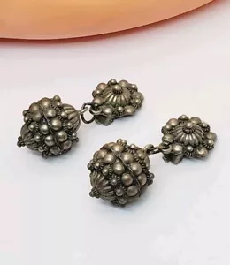 Antique Etruscan Tribal Silver Rare!! Clip-On Dangle Earrings (95) - Picture 1 of 11