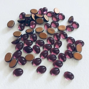 B256 8x6mm amethyst oval glass cabochons, gold foiled flat back (60) - Picture 1 of 1