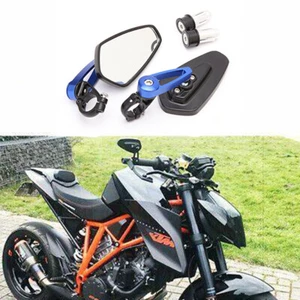 Motorcycle 7/8" Handle Bar End Side Mirrors For Yamaha Honda Kawasaki Z1000 Blue - Picture 1 of 10