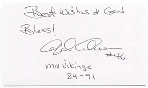 Alfred Anderson Signed 3x5 Index Card Autographed Signature Minnesota Vikings - Picture 1 of 2