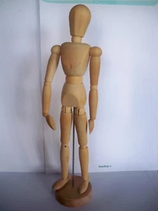 MANICHINO BELLE ARTI LEGNO GREZZO ARTI MOBILI MALE UOMO 30 CM - Picture 1 of 4