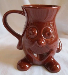 Chocolate Candy Kiss Brown Figural Mug Cup Face Hands Smiling Feet - Picture 1 of 4