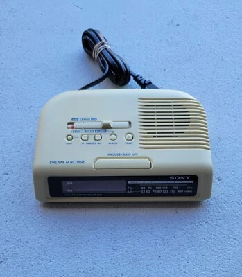 Vintage Sony Dream Machine AM FM Radio Alarm Clock Model ICF-C25 Beige Pre-owned - Image 1 of 4