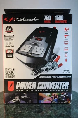 Schumacher XI75DU Power Inverter 750W/1500 Watts USB Converts 12V into 120V New - Image 1 of 4