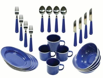 Ozark Trail 24 Piece Camping Dishes Dinnerware Enamel Set Picnic BBQ Barbecue - Image 1 of 4