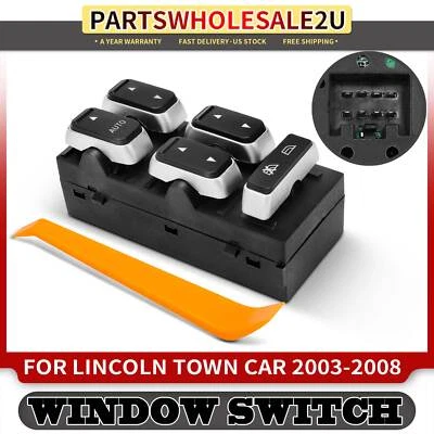 Передний левый главный выключатель стеклоподъемника для Lincoln Town Car 2004 2005 2006-2008 - Изображение 1 из 4