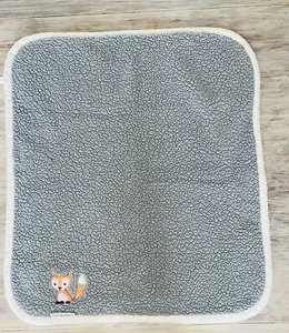 Blankets & Beyond FOX Baby Blanket Grey White Orange 28 X 31 Plush Sherpa HTF - Picture 1 of 6