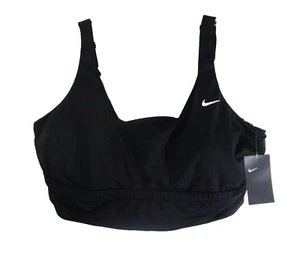 NWT Nike Swim Essential Womens Plus Size Scoop Neck Midkini Top 2X Black MSRP$58 - Picture 1 of 2