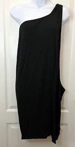 Asos Design Swim Cover Up Dress Off One Shoulder Side Cut Out Black US 12 UK 16 - Picture 1 of 6