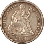 1884 SEATED LIBERTY DIME - À PROPOS DE DÉTAILS INCIRC/NON CIRCULÉS MAIS NETTOYÉ !