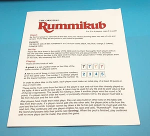 Rummikub GAME INSTRUCTIONS RULES ONLY REPLACEMENT PARTS/PIECES 1997 Edition - Picture 1 of 5
