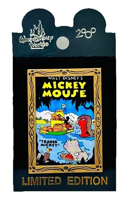 Disney Pin 2000 WDW Mickey Mouse Trader Mickey Poster Framed LE 3000 HTF New - Image 1 of 3