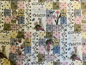 SÜSSER GARTENHASE PATCHWORK OPTIK 100% BAUMWOLLE FLANELL STOFF - Bild 1 von 2