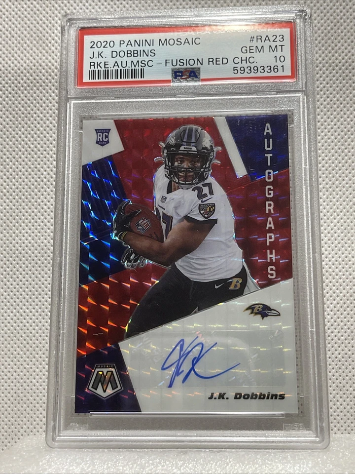 2020 Panini Mosaic - JK Dobbins - Fusion Red RC AUTO #RA23 PSA 10 🔥🔥 - Image 1 of 2