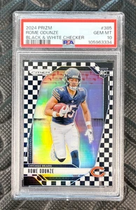 Rome Odunze 2024 Panini Prizm Black & White Checker Rookie PSA 10 RC Pop 4 Bears - Picture 1 of 2