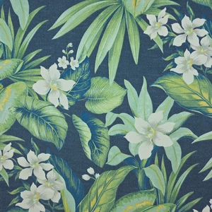 Richloom Tahiti in Navy BTY 54" Wide 100% Polyester Floral Tropical Blue - Picture 1 of 2