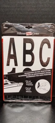 Hillman 3英寸黑色乙烯基粘合字母和数字未开封装船标志 — 第 1/3 张图片