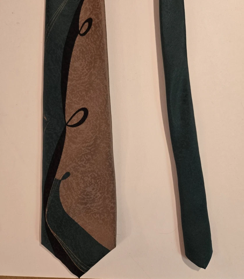 J.T. Beckett 复古男式丝绸领带绿色棕色美国商务礼服配件 — 第 1/4 张图片