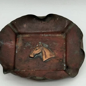"Cenicero pátina Craftsman Inc #408 hecho a mano vintage de cobre martillado caballo 5""" - Imagen 1 de 9