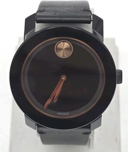 Movado Men's Watch Bold Swiss Quartz Black Dial Leather Strap MB.01.1.29.6146 - Picture 1 of 9