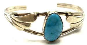 Vintage Sterling Silver Native American Turquoise Stone Cuff 9.2g | 6.5”D - Picture 1 of 16
