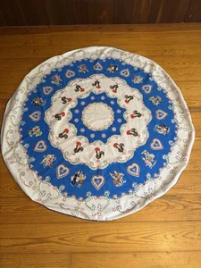 VINTAGE PORTUGAL FOLKLORE TISCHDECKE~HAHN~BLAU~BAUMWOLLE~ORIGINAL AUFKLEBER - Bild 1 von 9