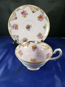 Westbrook English Bone China Teetasse und Untertasse Mini Sträuße und Golddrapierung - Bild 1 von 7