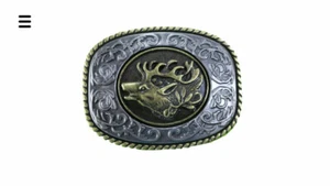 Gürtelschnalle einzeln Hirsch bicolor, für 4cm breite Gürtel, Buckle, Koppel - Bild 1 von 4