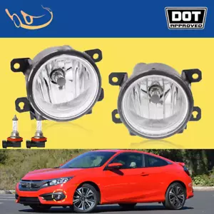 Fog Lights For 2016 2017 2018 2019 2020 2021 Honda Civic Lamps Left+Right Pair - Picture 1 of 13