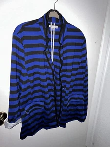Company Ellen Tracy XXL Blue/Black Striped One Button Blazer - Picture 1 of 6